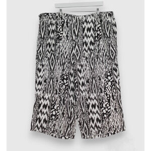 Jessica London‎ Crop Pants Womens 28W Black Ikat Print Wide Leg Comfort Resort